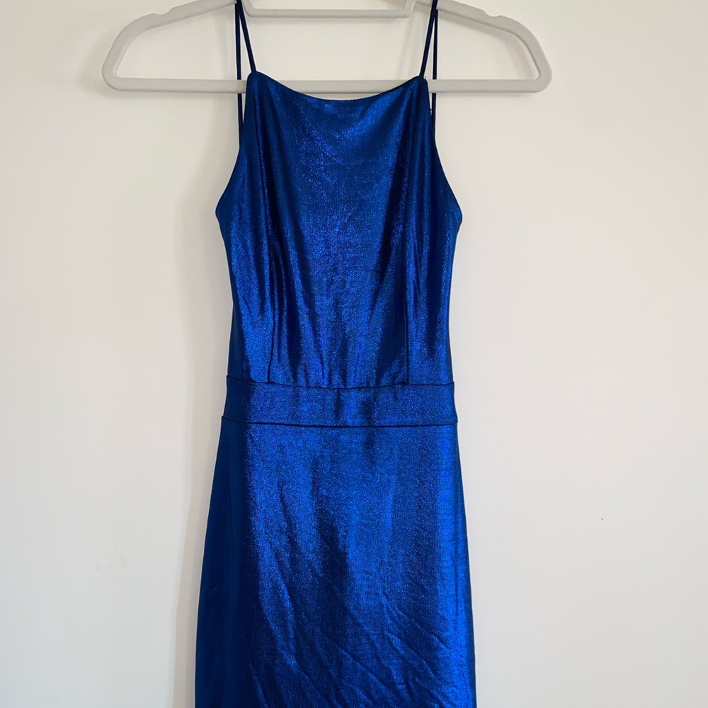 Blue metallic dress!!